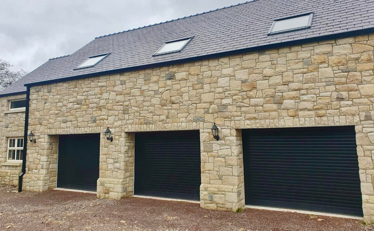 Stone garden wall and patio construction NI